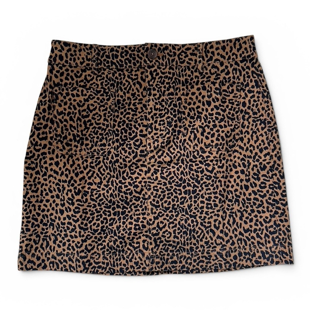 J.Crew Leopard Print Mini Skirt Women's Size 4 Brown Black Front Pockets NWT